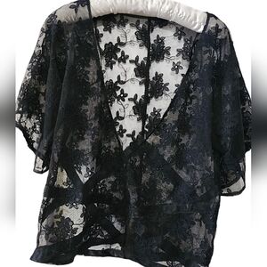 Black Lace Floral Top